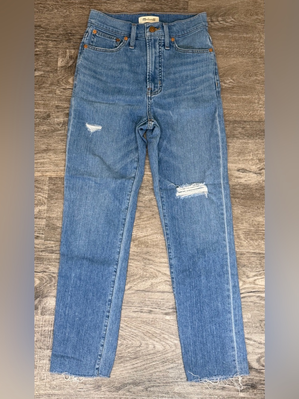 Madewell The Perfect High-Rise Jeans Women’s 24 Light Wash Distressed Raw Hem